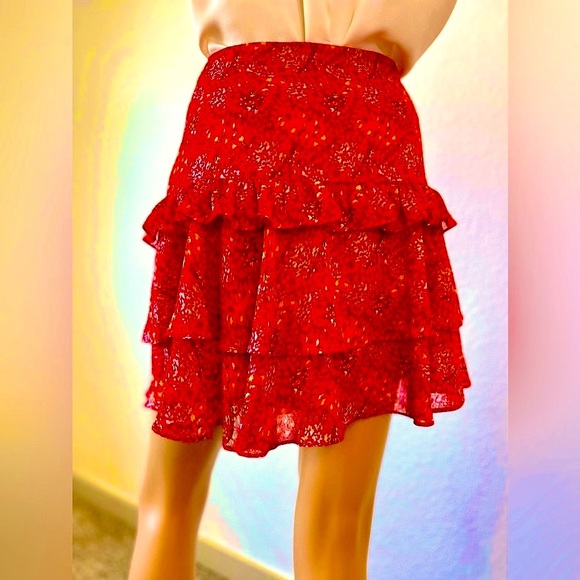 Rebecca Minkoff Floral Tiered, Mini Skirt Size (M) DESIGNER ✅ - Picture 3 of 13